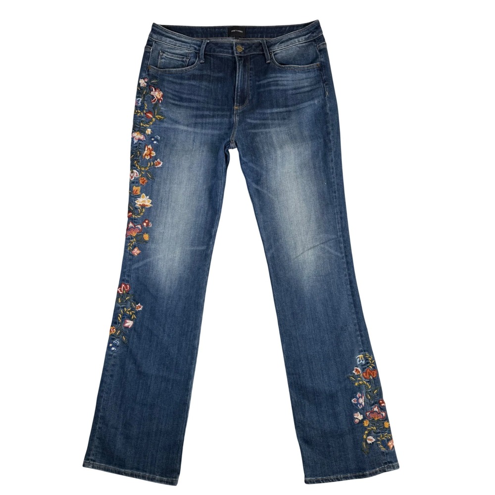 Driftwood Kelly Jeans Womens 32x33 Blue Floral Embroidered Straight Leg